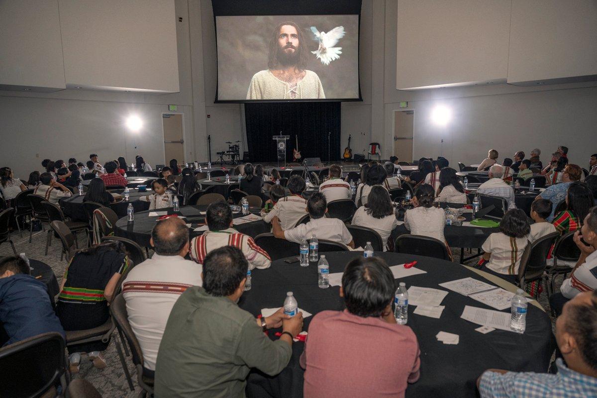 People watching Jesus Film in Zo language