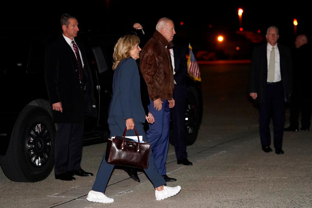 President Joe Biden and first lady Jill Biden arrive to board Air Force One at Andrews Air Force Base, Md., as they head to Nantucket, Mass.