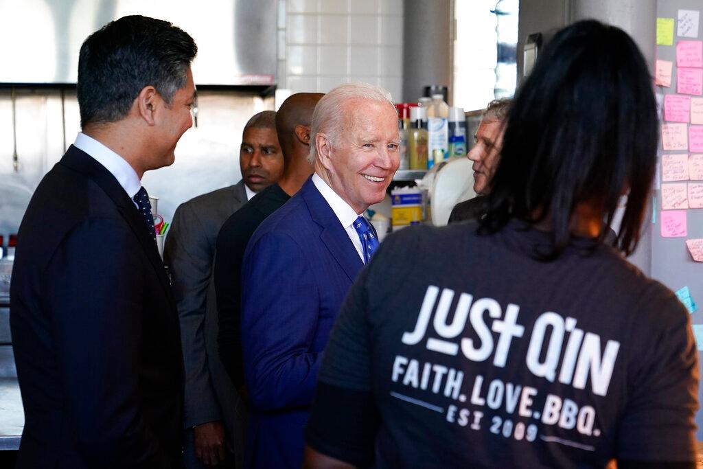 President Biden and Just Q'in BBQ owner Matthew Cuff