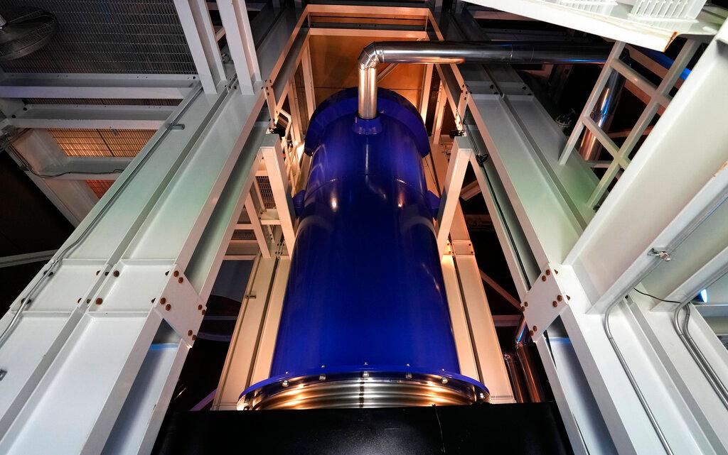 A cross-section of a prototype reactor is shown inside Last Energy's microreactor demonstration unit