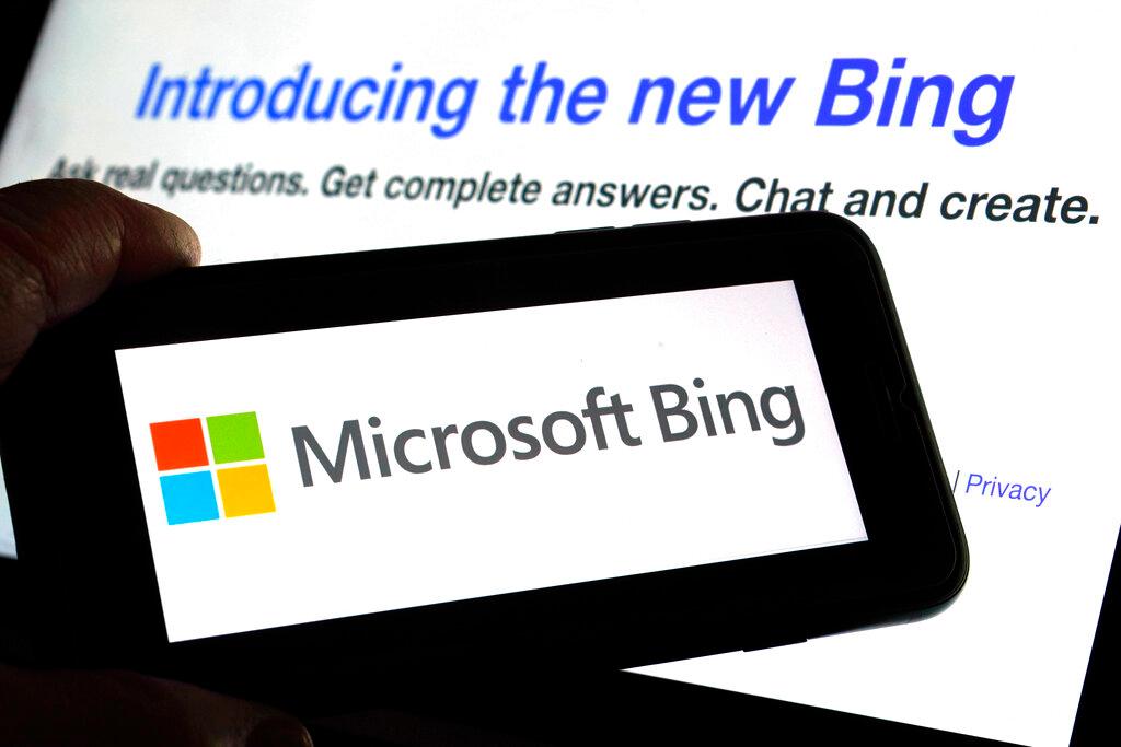 The Microsoft Bing logo and the website's page