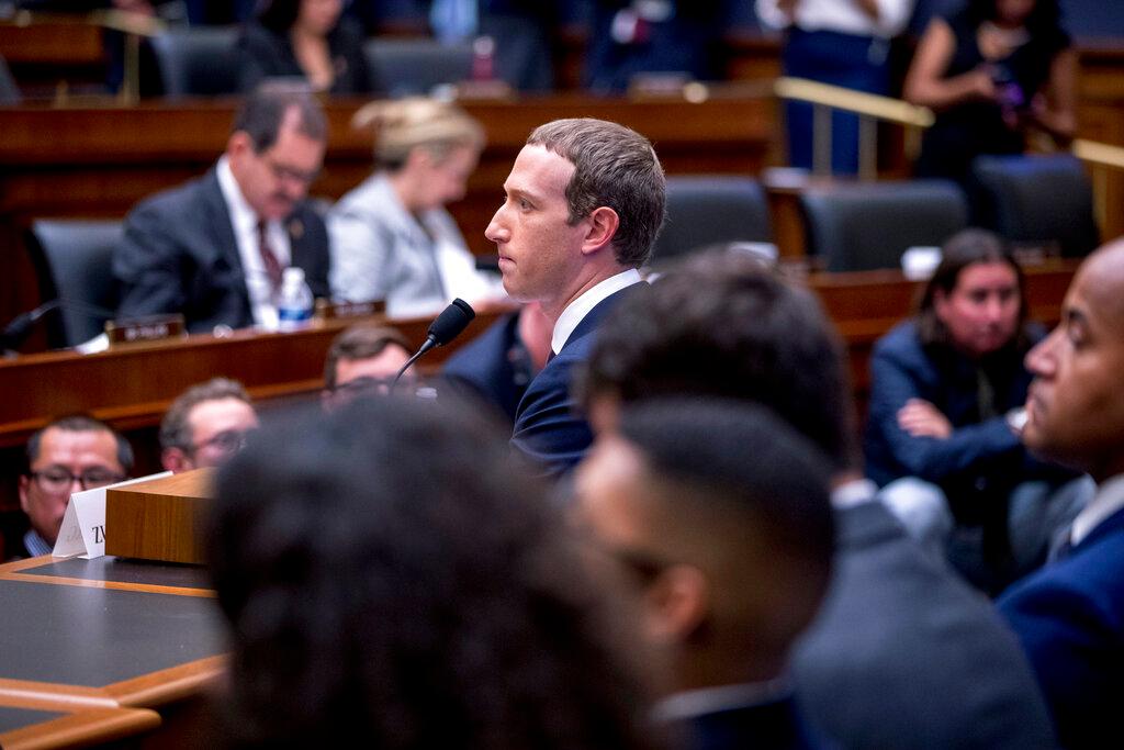 Facebook CEO Mark Zuckerberg testifies before a House Financial Services Committee hearing on Capitol Hill in Washington, Wednesday, Oct. 23, 2019, on Facebook's impact on the financial services and housing sectors.