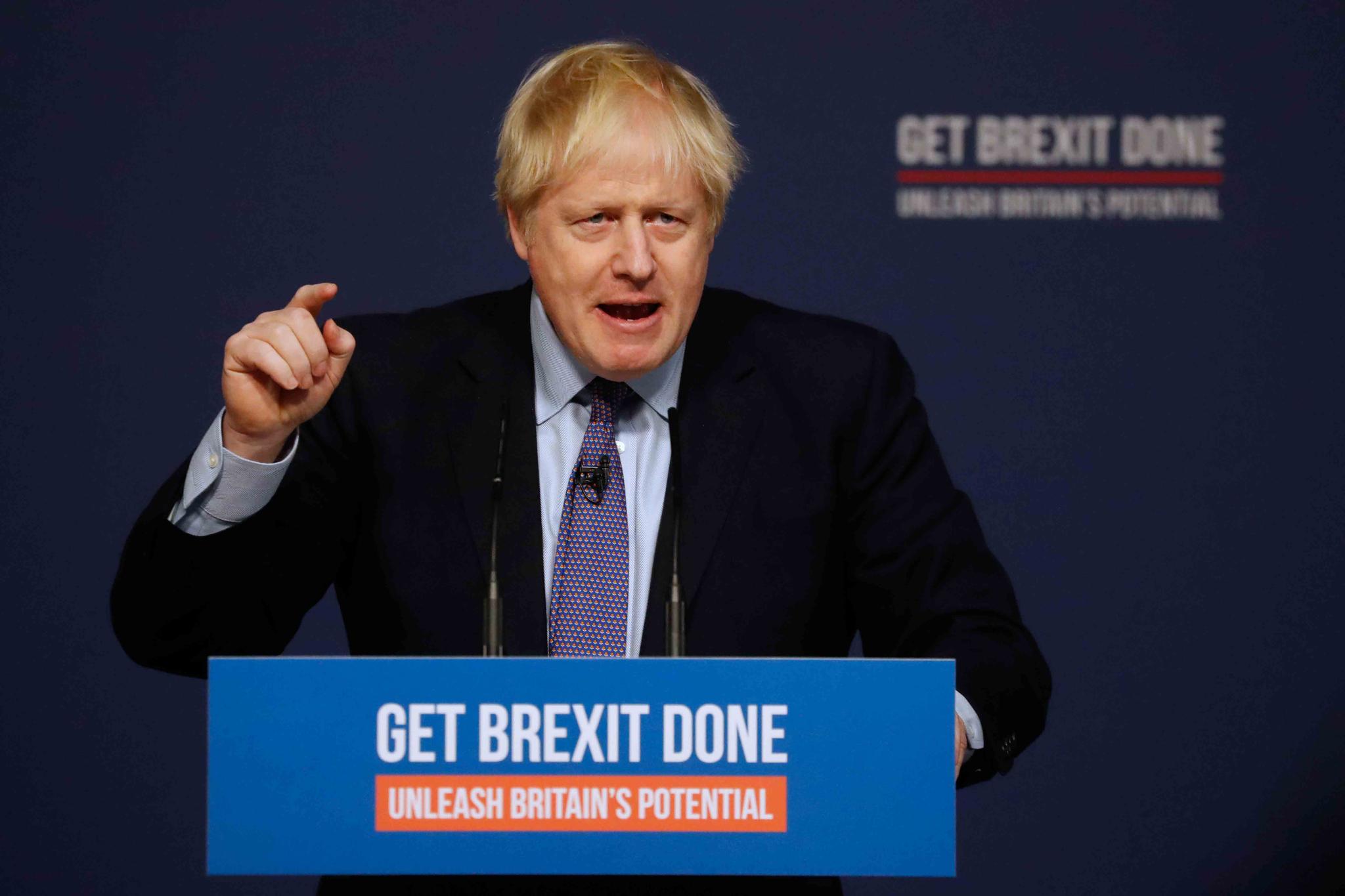 Britain's Prime Minister Boris Johnson presents the 2019 Conservative Party's Manifesto for the General Election campaign