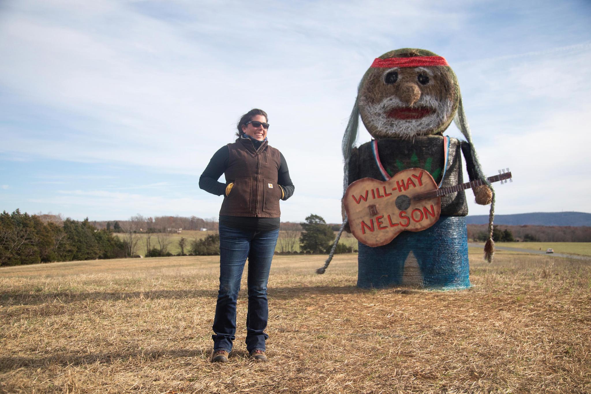 A hay bale sculpture called Will-Hay Nelson