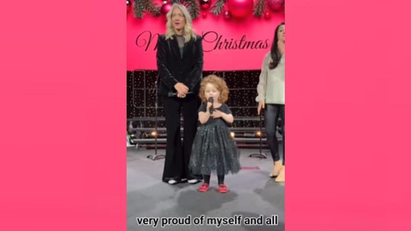 Brenna Massa’s daughter Stori, 4, stole the show at the end of her school’s Christmas program when she took the mic on stage and started sharing a story.