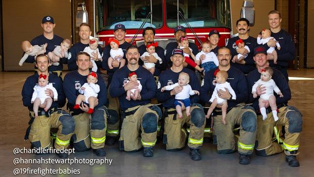 7 firefighter colleagues welcome babies within months of each other