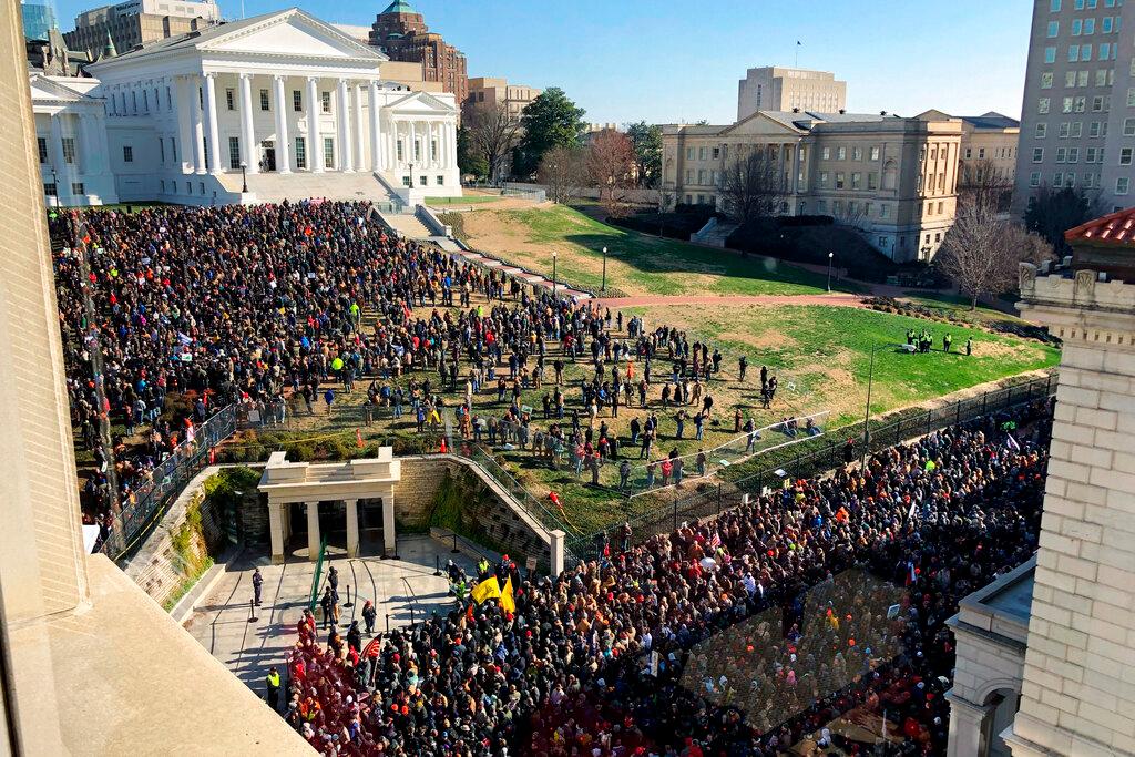 Demonstrators are seen during a pro-gun rally in Virginia